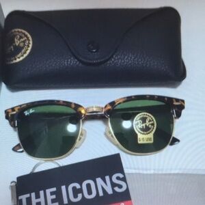 Ray-Ban Tortoise Shell Sunglasses with Green Lenses